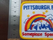 80s ピッツバーグ ペンシルベニアPITTSBURGH 刺繍ワッペン虹にじ/ビンテージVoyager旅行レインボー古着・ジャケットなどのカスタムに！_画像9