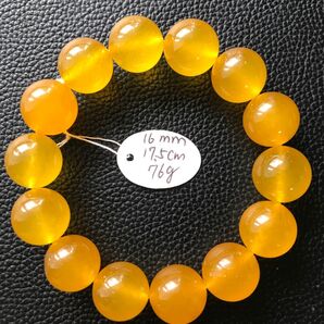 高氷糯種黄翡翠16mm玉 イエローヒスイ ブレスレット 黄金万両17.5cm 76g