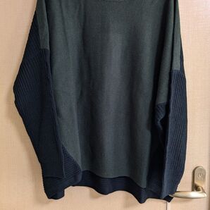 n'OrLABEL バイカラー変形ニット カーキ×黒 フリーサイズ