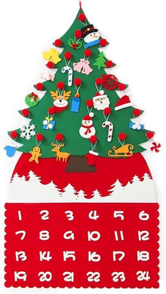 クリスマス アドベントカレンダー 24日間 壁掛け クリスマス 飾りクリスマスツリー タペストリー 飾り付け お菓子入れ フェルト