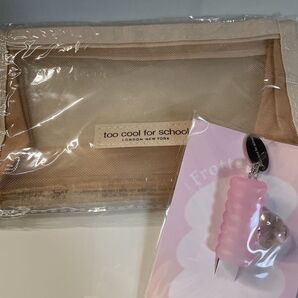 too cool for school キャップとメッシュポーチ