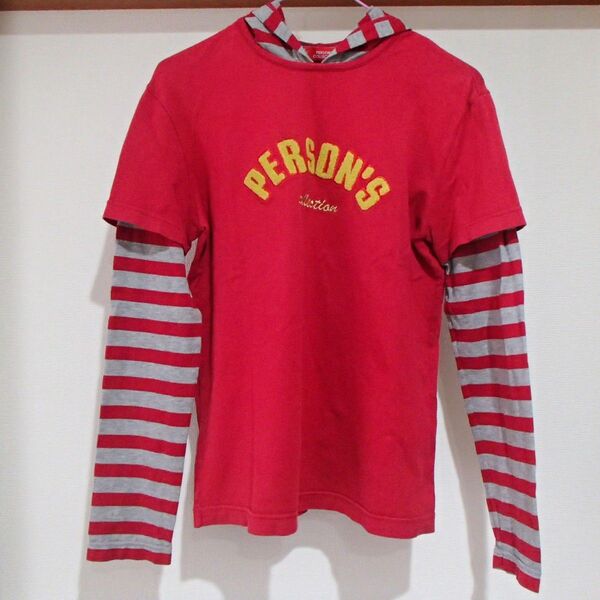 PERSON'S フード付き Tシャツ レイヤード風 サイズL 【1926】