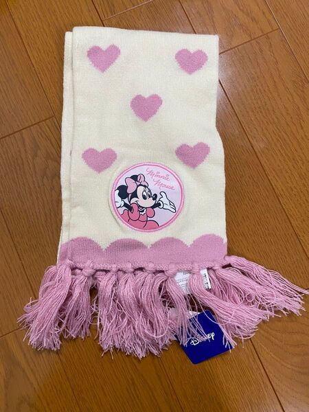 マフラー キッズ ミニー 女の子 ディズニー Disney 新品 ピンク ホワイト ハート