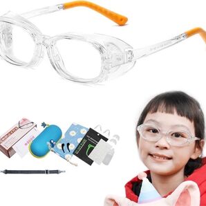 ☆新品未使用☆花粉防止メガネ 子供 メガネ 3-14歳低学年 高学年 オレンジ おしゃれ