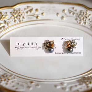 花雫 雪の華黒ver.ピアス/イヤリング 淡水パール 淡水真珠