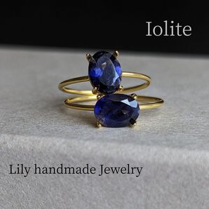 R067 * 18kgp アイオライト オーバルファセットカット リング