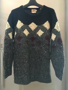 BASCO HANDKNIT WOOL SWEATER S USED バスコ ハンドニット セーター MADE IN HONG KONG