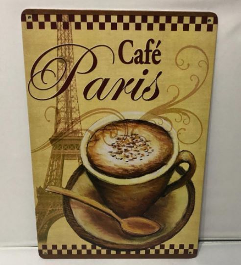 K183 新品●ブリキ看板 Coffee Paris パリ コーヒー メニュー カフェ 喫茶店 cafe インテリアに アンティーク レトロ ビンテージ