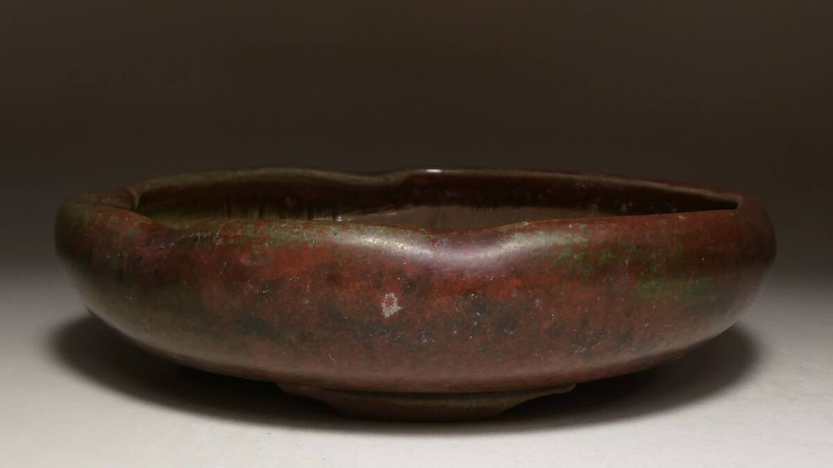655.虹泉 窯変辰砂釉兽足丸 盆栽鉢 植木鉢 11.4*6cm - メルカリ