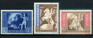 ★1942年-ドイツ第3帝国 - 欧州郵便会議 3種完 未使用切手(LH)◆UH-108◆送料無料