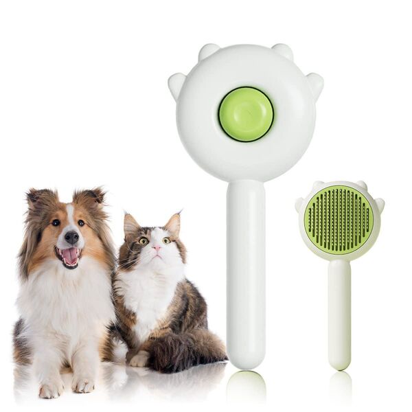 【最終値下げ!】ペットブラシ 猫・犬用ブラシ ワンプッシュ式 マッサージ 丸洗い可能