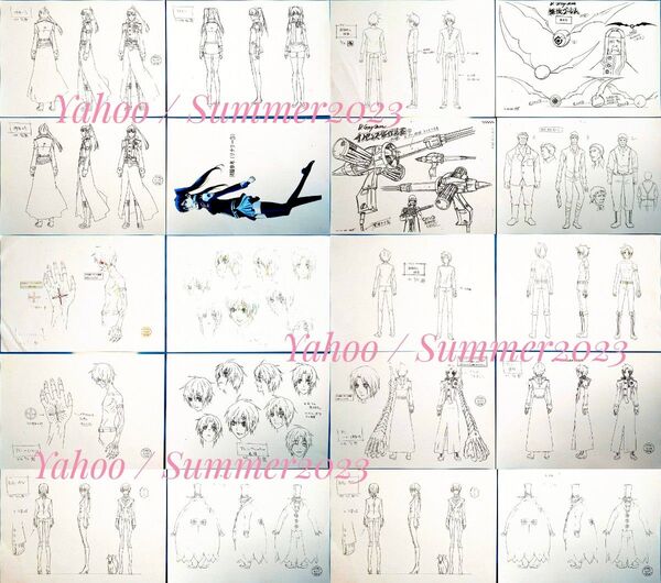 設定資料 20枚セット D.Gray-man アレン 神田ユウ ラビ リナリー コムイ ゴーレム 千年伯爵 アニメ 原画 非売品
