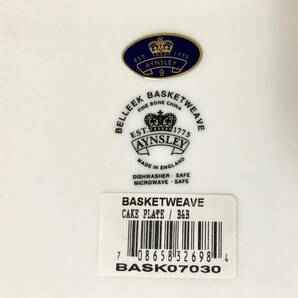 エインズレイ AYNSLEY belleek basket weave ホワイト ケーキプレート バスケット模様 箱ありの画像6