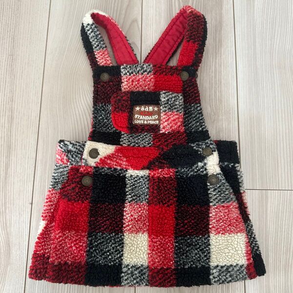 女児90cm サロペットスカート モコモコ