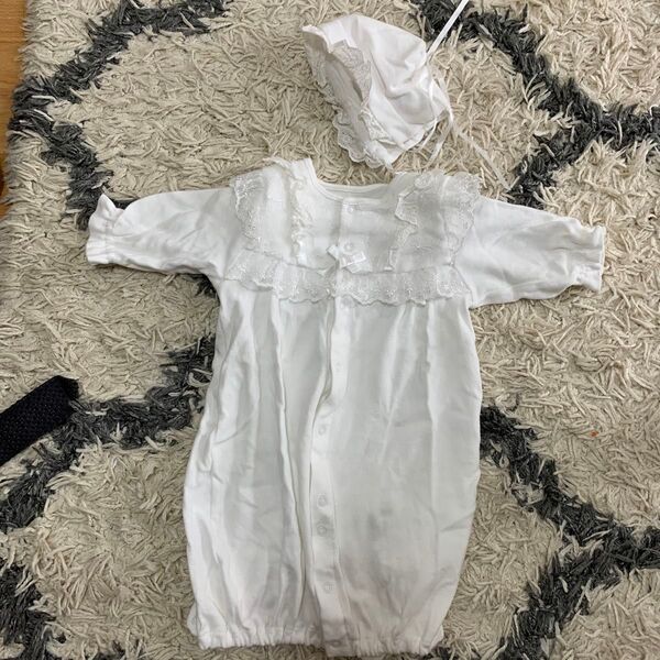 日本製 セレモニードレス 帽子セット 新生児 男女兼用 40~70cm 退院着 出産準備 フォーマル お宮参り 退院 誕生祝い