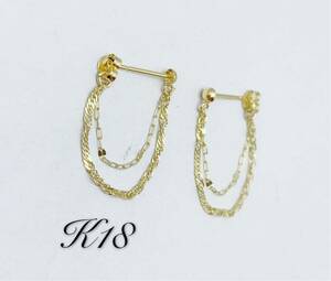 k18 2 ream chain earrings 