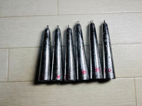 #釣鐘オモリ長80号3個、70号3個セット#