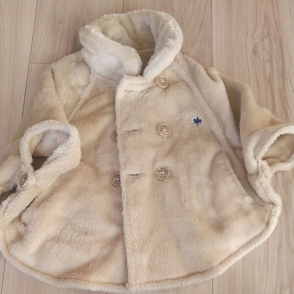 ベビー コート ふわふわ ショートコート ファー ベージュ 子供服 アウター サイズ70~80 美品