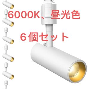 スポットライト ダクトレール用 6個 昼光色 6000K Ra96.5(白)