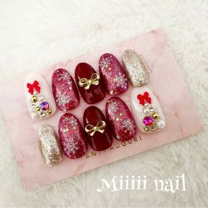 【No.35】☆デザイン配置変更可能☆クリスマスネイル 冬ネイル レッド ツリー