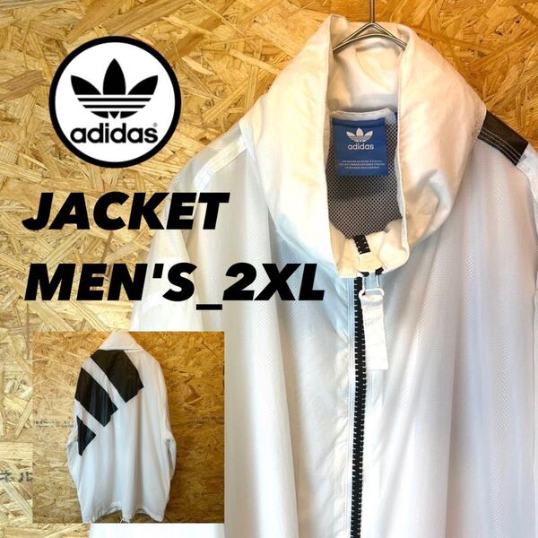 adidas originals アディダスオリジナルス ナイロンジャケット ホワイト メンズ 古着 アウター ゆるダボ 2XL