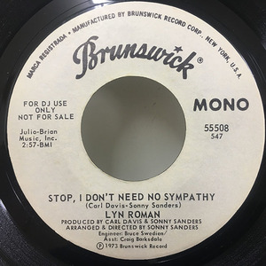 ★即決 Lyn Roman / Stop I Don't Need No Sympathy 45/7 PROMO オリジナル