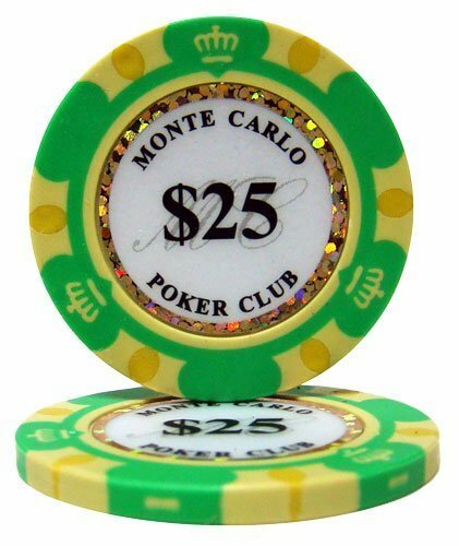 モンテカルロ(＄25グリーン)ポーカーチップ10枚セット メタル(鉄片)インサート13.5ｇカジノチップ