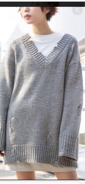 美品 JEANASIS ダメージオーバーニット