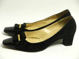  Bruno Magli BRUNO MAGLI pumps black suede pa tent 36 23.0cm Italy made L581-68