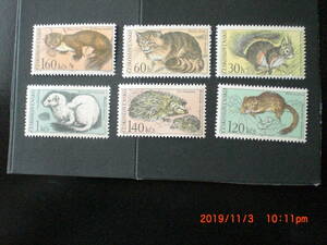 タトラ山の小動物ーやまね他　６種完　未使用　1967年　チェコスロヴァキア共和国　VF/NH