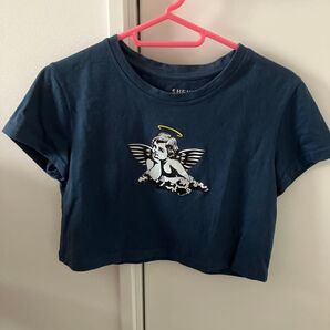 SHEIN シーイン クロップド丈半袖Tシャツ 天使 レディース Sサイズ サブカル Y2K 韓国コーデ