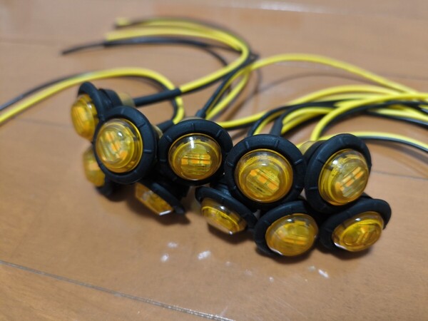 10個セット サイドマーカー アンバー 3 LED12〜30v 防水 防塵 ip67 埋込式 ユーロ ボルスカ日野フソウud いすゞボタンマーカー