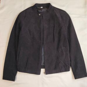 ユニクロ スエード ノーカラー ジャケット Мサイズ ダークブラウン 焦茶