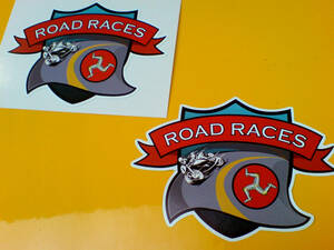◆海外 送料無料◆ ISLE OF MAN ROAD RACES TT マン島 ロードレース 100mm 2枚セット / ステッカー シール