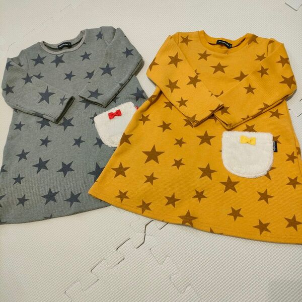 ムージョンジョン ワンピース 2枚セット 双子 おそろい 長袖
