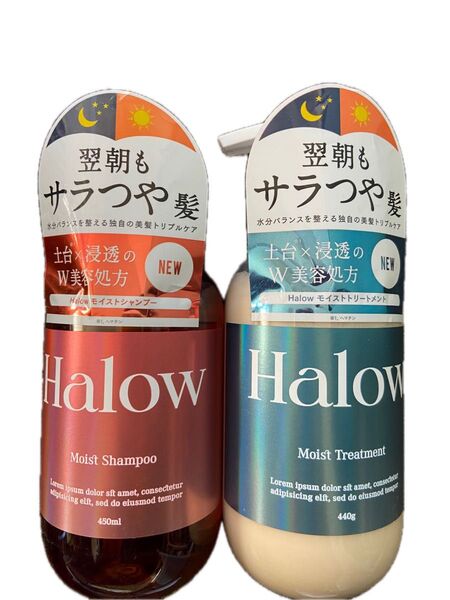 Halow モイスト シャンプー 450ml モイスト トリートメント 440g セット ヘマチン ヒアロベール 毛髪補修 ハロー