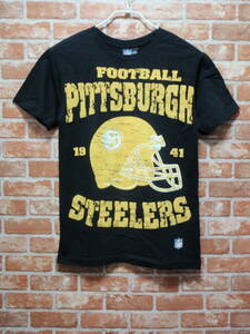 (送料一律185円) USED アメリカンフットボール NFL ピッツバーグ・スティーラーズ BIGプリント半袖Tシャツ 黒