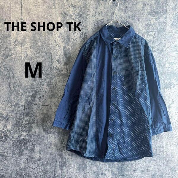 a2029【THE SHOP TK】デザインシャツ ドット柄 切り替え