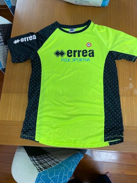 errea 蛍光イエロー スポーツシャツ Oサイズ