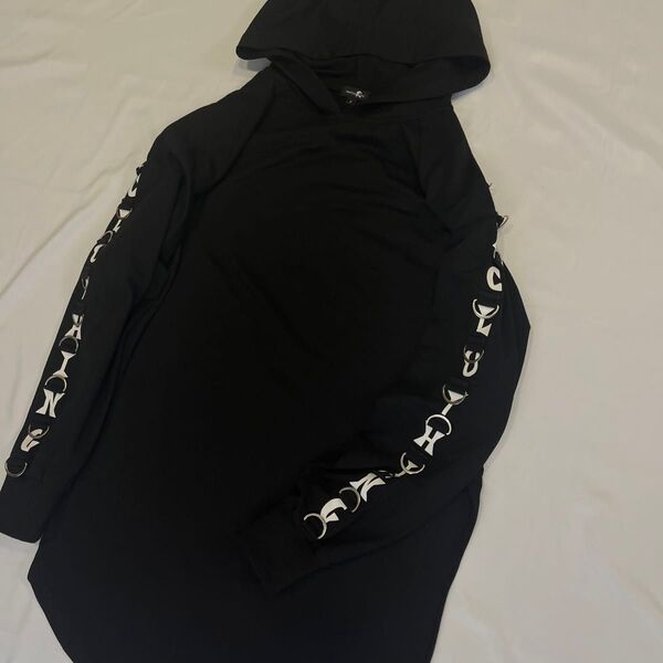 【NieR】袖装飾付きLONG DOLMAN PULLOVER PARKA パーカー フーディー ブラック 長袖