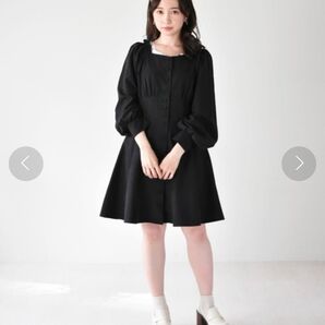 ems excite 袖コンシャスフリルワンピ
