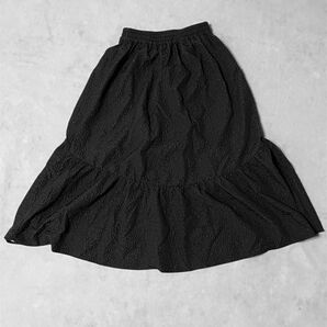 スカート ふくれジャガード ロング ブラック
