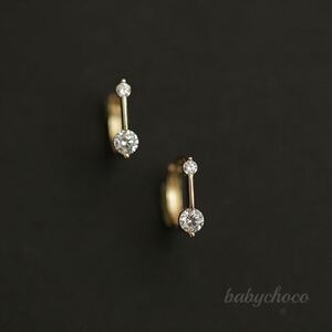 二粒CZフープピアス