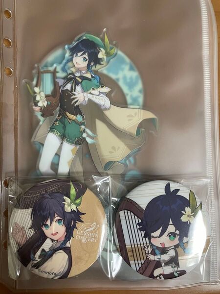 原神ウェンティー オケコン缶バッジと他2つ 立ち絵アクスタ