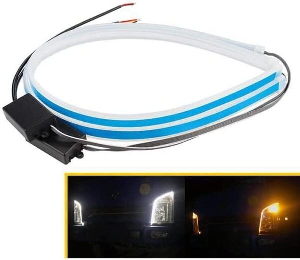 I 24V用流れるLEDウィンカーチューブ 24V用LEDシーケンシャルウィンカー ホワイト&アンバーウィンカー 防水60CM 2本セット ウィンカー連動