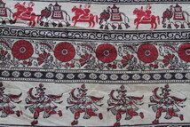 インド　木綿に更紗　神様 卍 人間 動物 楽器奏者 19世紀中_画像4