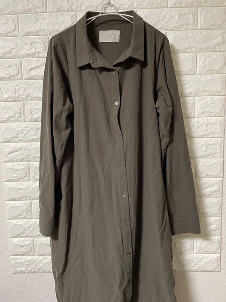 n'Or LABEL オリーブグリーン シャツワンピース 長袖 Fサイズ