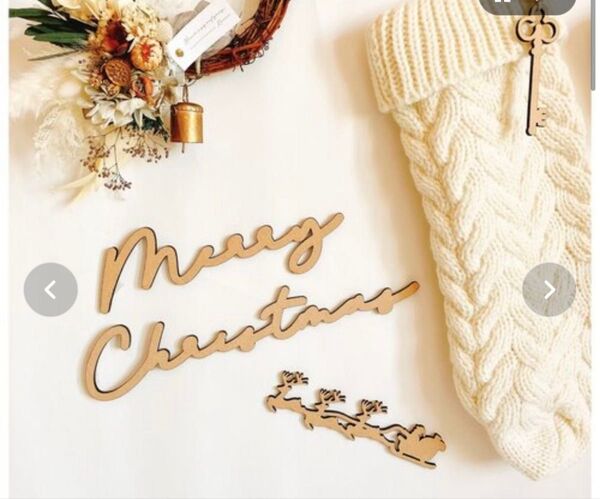 木製クリスマスレターバナー Merry Christmas 装飾 サンタ