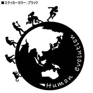 ★千円以上送料0★(11cm)地球型-人類の進化【アメフト編】アメリカンフットボール、タックル、アイシールド21好き、車のリアガラスに(4)