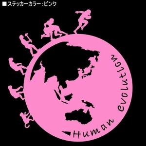 ★千円以上送料0★(11cm)地球型-人類の進化【アメフト編】アメリカンフットボール、タックル、アイシールド21好き、車のリアガラスに(3)